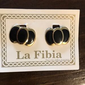 La Fibia Vintage Black and Gold Shoe Clips